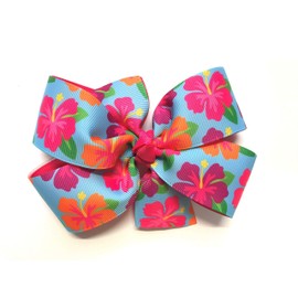 Girls Hibiscus Flower Hair Bow Tropical Summer Hair Barrette
