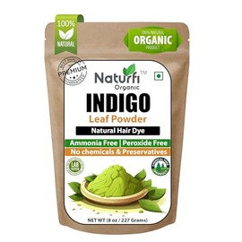 Naturfi Organic - Indigo Powder For HAIR (227g / 8 Oz) - 100% Pure Natural Organically Grown Indigo Powder 100% Pure Indigofera tinctoria Leaf