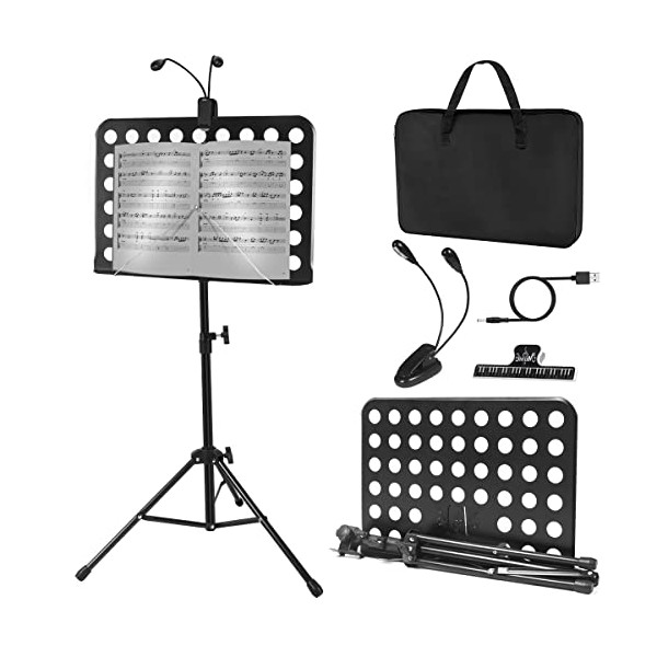 Music Stand, lotmusic Sheet Music Sturdy Tripod Base Adjustable Height