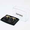Jonwo Round Blue Sandstone Cufflinks for Men Women Golden/Silver Natural