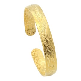 PEAS 18K Gold Plated Jewelry Phoenix Pattern Open Cuff Bracelet Sand Dollar Bracelet(Gold)