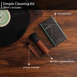 MOPIANO Kit limpiador de discos de vinilo, cepillo para polvo de disco de vinilo y cepillo para polvo de lápiz giratorio para álbumes de CD LP, limpieza antiestática, accesorios de vinilo.