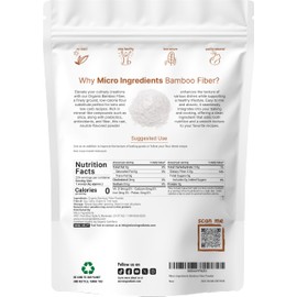 Organic Bamboo Fiber Powder, 2lbs | Keto Flour for Low-Carb Baking & Cooking | Low Calorie Flour | Rich in Silica, Prebiotics, & Minerals | Non-GMO, Keto Friendly, Gluten Free