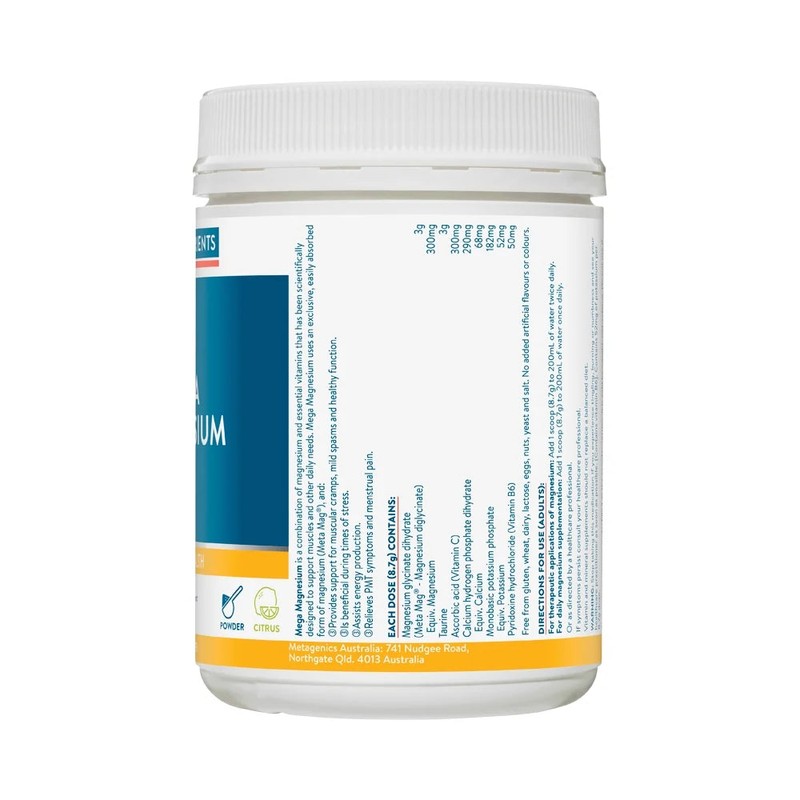 Ethical Nutrients Mega Magnesium Powder Citrus 450g