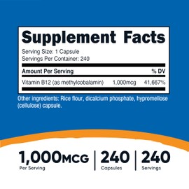Nutricost.Vitamin B12,1000mcg 240 tablets