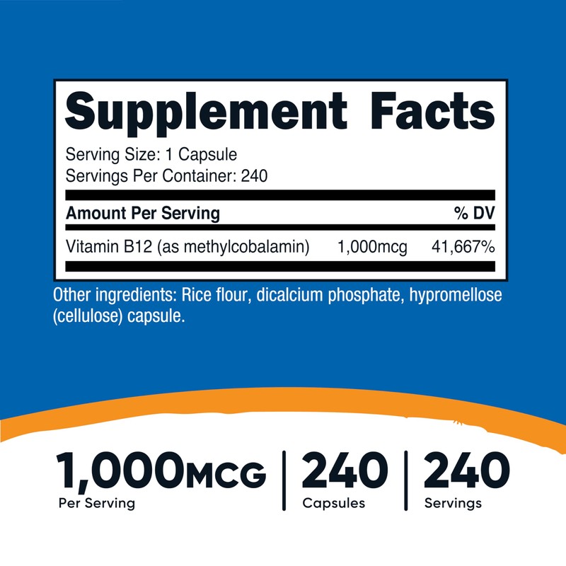 Nutricost.Vitamin B12,1000mcg 240 tablets