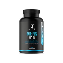 Men's Hair Supplement with Biotin, Selenium, Zinc, Collagen, Vitamins A, C, E, B5 and D3 | 240 Caps - 120 Days | Hair Growth and Strength | Made in USA by B Life.