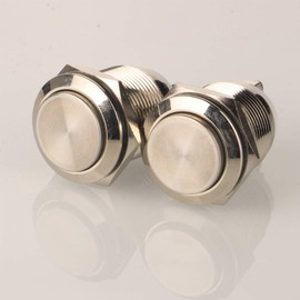 Gebildet Gebildet 2pcs 19mm 5A/12V/24V/125V/250V Verriegelung Druckschalter Schraubklemmen Edelstahl Metall wasserdichte Schalter(HoherKopf)