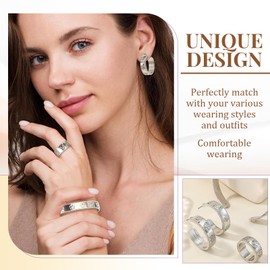 Cuff Bangle Bracelets for Women, Flowers Stud Earrings, Flower Ring, Gold Four-Leaf Clover Bangles, Gold/Silver Open Bracelet, Flowers Jewellery Set for Women Girls (Gold 1)