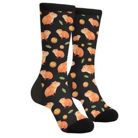 Sigouyinei Capybara And Tangerine Watercolor Art Casual Funny Funky Novelty Socks For Men Women