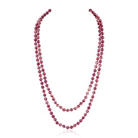 RIAH FASHION Bead Strand Versatile 60" Long Wrap Necklace - Handmade Multi Layer Sparkly, Semi Precious Natural Stone (Natural Stone Bead - Imperial Jasper Purple)