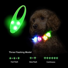 Dog Collar Light, LaRoo Clip on Collars Charms Silicone Waterproof Necklaces Blinker Pendants Safety Lights for Night Walking, 3 Flashing Modes Light for Pet Cats Dogs Collar
