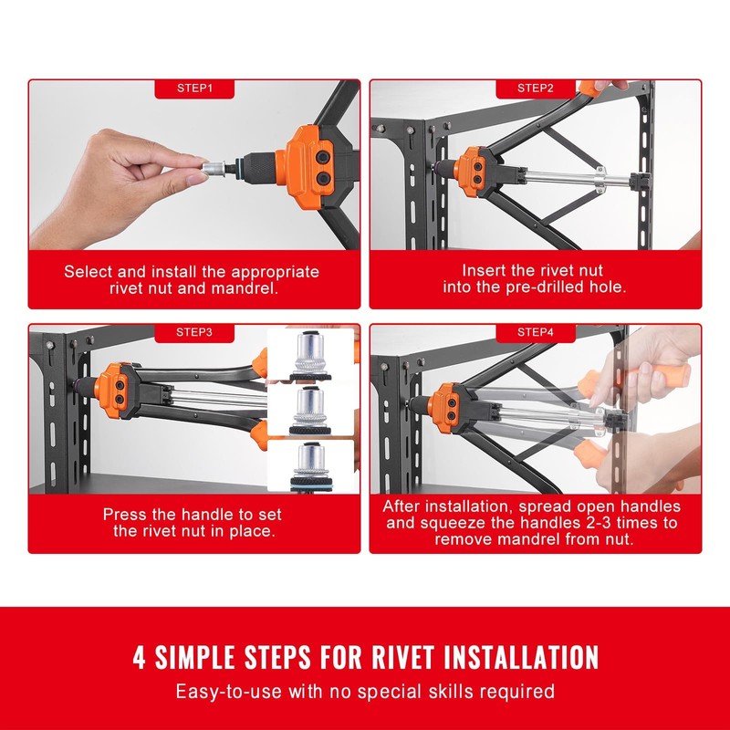 Happybuy 16” Rivet Nut Tool Kit, 13PCS Mandrels, 186PCS Rivet