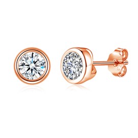 Bewenda Earrings Silver 925 Stud Earrings, 925 Sterling Silver Stud Earrings for Women Girls, Hypoallergenic Round Stud Earrings with Cubic Zirconia, 4/5/6 mm Small Sleeping Cartilage Stud Earrings