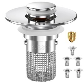 Premium Pop-Up Bathroom Sink Strainer with Removable Hair Catcher