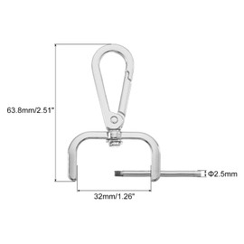 QUARKZMAN Pack of 4 Swivel Carabiner Hooks, 32 mm (1 Inch) D-Ring Removable Metal Snap Hook with Screwdriver for Making Purses and Keychains, Silver