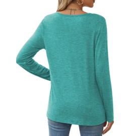 Long Sleeve T Shirts for Women Cute Cat Graphic Tees I‘m Fine Everything is Fine Tops Fall Crewneck Blouse Casual Outfits S Blue Green