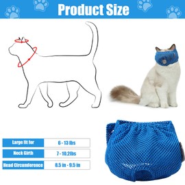 Weewooday 3 Pieces Cat Muzzles Breathable Mesh Muzzles Cat Grooming Restraint Bags with Muzzle Anti Bite Anti Meow to Prevent from Biting(Blue, Pink)