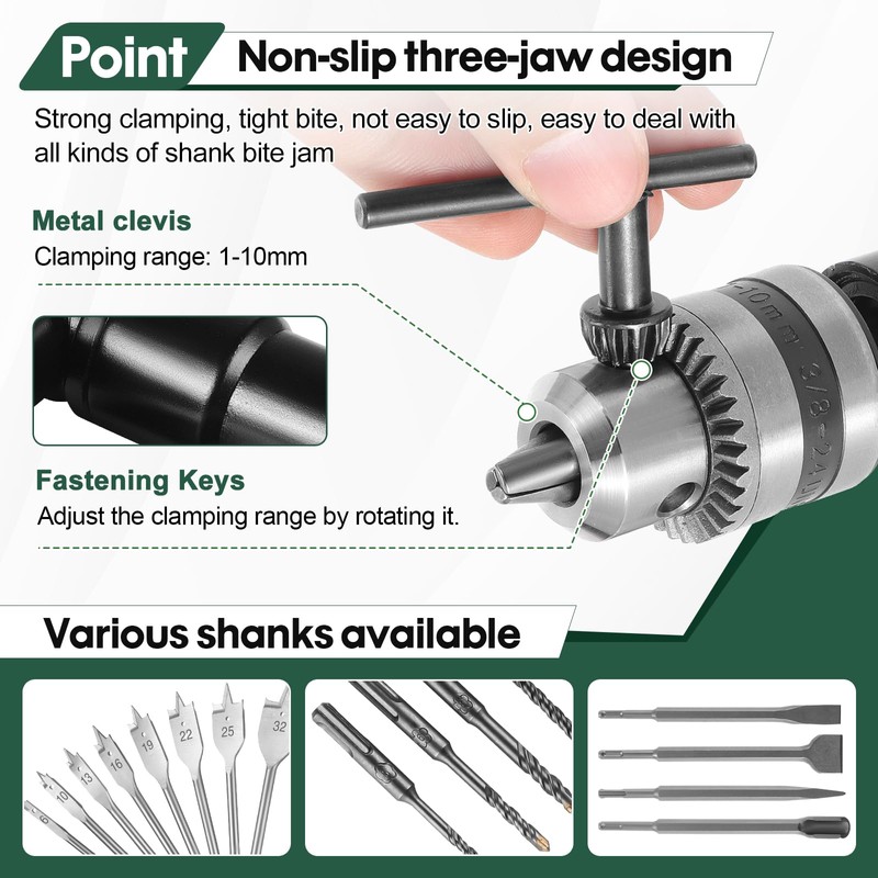 HSEAMALL Right Angle Drill Attachment, 90-Degree Chuck, 1-10mm Range, 8mm