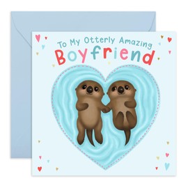 Central 23 Boyfriend Birthday Card - Otterly Amazing Boyfriend - Otter Valentine Card - Cute Anniversary Card for Boyfriend Him Men - Pun - Valentine's Day
