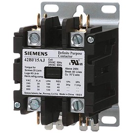 Siemens 42BF15AJ Definite Purpose Contactor, 2-Pole, 30 Amp, 24V AC Coil Voltage