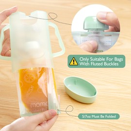 Momcozy Baby Pouch Holder No Squeeze, Baby Food & Juice Box Holder, Mess-Free, Easy Grip for Self-Feeding, BPA-Free & DEHP-Free, Must-Have for Babies, Green