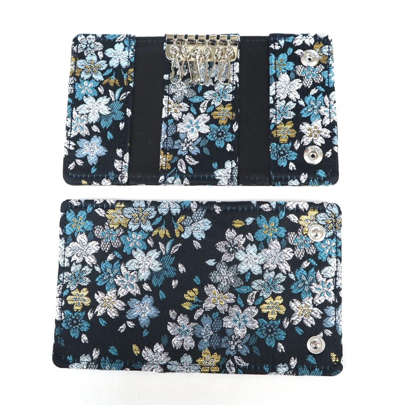 COCOLUCK Men's Key Case, Japanese Pattern, Golden Brocade, Nishijin Textile,