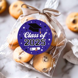 2025 Graduation Stickers, Party Favor Bag Labels, Graduation Party Favors & Decorations, Class of 2025 Stickers for Favors, 1.6” Circle Envelope Seals, Grad Party Envelope Seals, Pack of 120 (Purple)