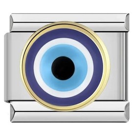 Hamsa Evil Eye Fatima Lucky Protection Silver 9mm Italian Charm Compatible With Nomination Bracelet