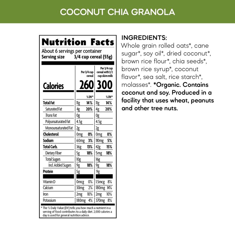 Nature's Path Organic Coconut Chia Granola, 12.34 oz (Pack of