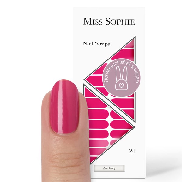 Miss Sophie Nail Wrap - "Cranberry", Uni, Rouge, Nail Wraps -24 nail wraps auto-adhésifs ultra-fins longue durée