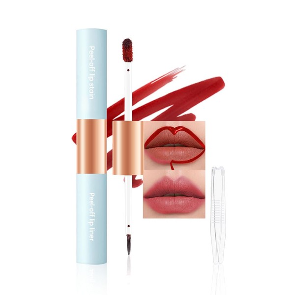 Matte Lip Stain Peel Off Lip Gloss& Lip Liner 2-in-1: