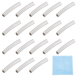 BENECREAT - 30 abalorio de tubo curvadas de plata de ley 925, 1,5 x 10 mm, abalorio de conector de tubo de fideos curvados elegantes para hacer joyas