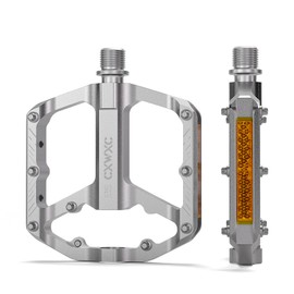 CXWXC Bicycle Pedals with Reflectors 9/16 Inch CNC Aluminium MTB Pedals Lightweight Non-Slip for Mountain Bike, City Bike, Road Bike
