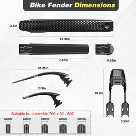 ZUKKA Bike Fender 2 PCs Road Bike Fender Lightweight Rear+Front Mudguard for Road Bike Gravel Bike Folding Bike