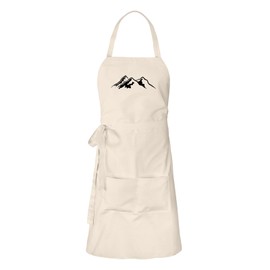 Huuraa Apron Mountain Silhouette Mountain Unisex Apron Size with Motif for All Mountain Athletes Gift Idea for Friends and Family, natural