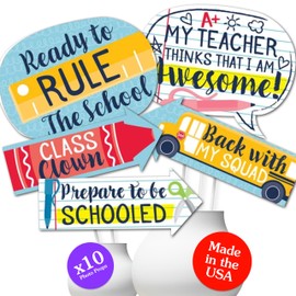 Big Dot of Happiness Funny Back to School - First Day of School Classroom Decorations and Photo Booth Props Kit - 10 Piece
