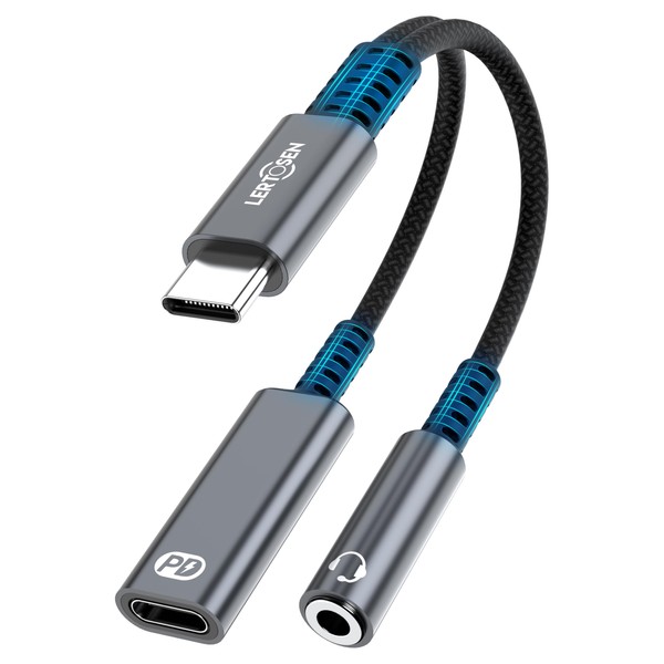 LERTOSEN USB C to 3.5mm Headphone and Charger Adapter, 2