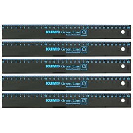 KUM AZ349.02.16-B - Lineal Green Line, 30 cm, blau, nachhaltig, 5 Stück, Schulmaterial