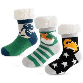 Vihir Children's Thick Socks for Girls and Boys Winter Socks Cuddly Socks House Socks Thermal Socks Christmas Socks for Children Warm Fluffy 3 Pairs, Boy