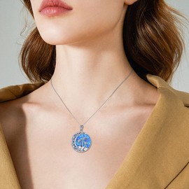 YFN Beach Tree Necklace Sterling Silver Opal Ocean Jewelry for Women(opal)