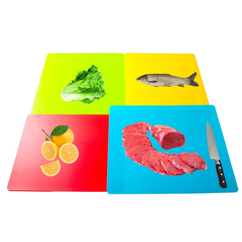 4 Pieces Flexible Cutting Board mats, Plastic Cutting Boards for