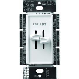 Lutron Skylark Fan Switch and Light Dimmer, 3-Speed Fan and Light Switch Combo, Ceiling Fan Switch, Fan Speed Control Switch, Single-Pole, S2-LFSQ-WH, White​