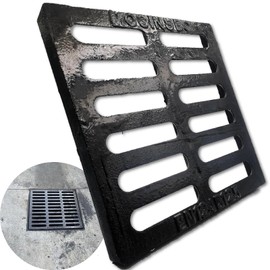 MOSINSBO Cast Iron Drain Grate 12x12 in for NDS Catch Basin, B-Class 28100 lbs Heavy-Duty Driveway Channel Cover for Polylok, Outdoor Trench Drainage Grate, Square Metal Sewer Cover (True 11.7x11.7)