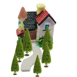 NA Woohome 44 Pieces Trees Model Making Cedar Trees Mixed Model Tree, 3.5 cm ~ 10 cm Trees Railway Landscape Miniature Trees for DIY Green Landscapes