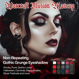 Red black Eyeshadow Palette, Goth Red Eye Shadow Halloween Makeup | Black Sliver Shimmer Glitter Eyeshadow Pallet, Burgundy Smokey Mattlic Cream Matte Eyesahdow for SFX Clown Vampire Christmas Looks