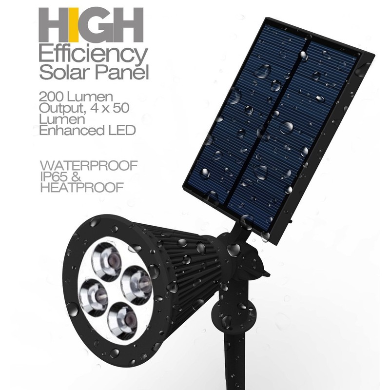 GRIFEMA DG2005 Solar Garden Light 4 LED Waterproof Spotlight, Pack