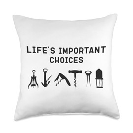 Wine Steward Drinker Lover Waiter Sommelier HS0 Sommelier Drinking Tasting Corkscrew Wine Opener Life's Throw Pillow, 18x18, Multicolor