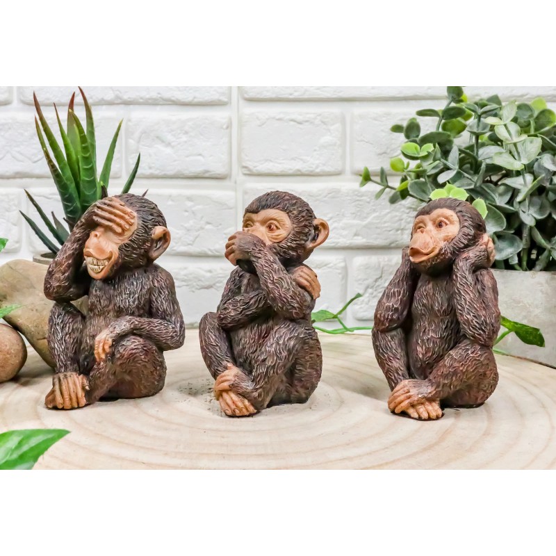 Wise Monkeys See Hear Speak No Evil Ape Collectible Figurine
