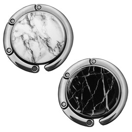 Foldable Purse Hook Womens Bag Table Hanger Collection Desk Hooks for Purse (White+Black Marble Hook)